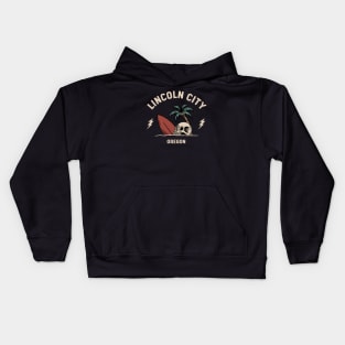 Vintage Surfing Lincoln City, Oregon Kids Hoodie